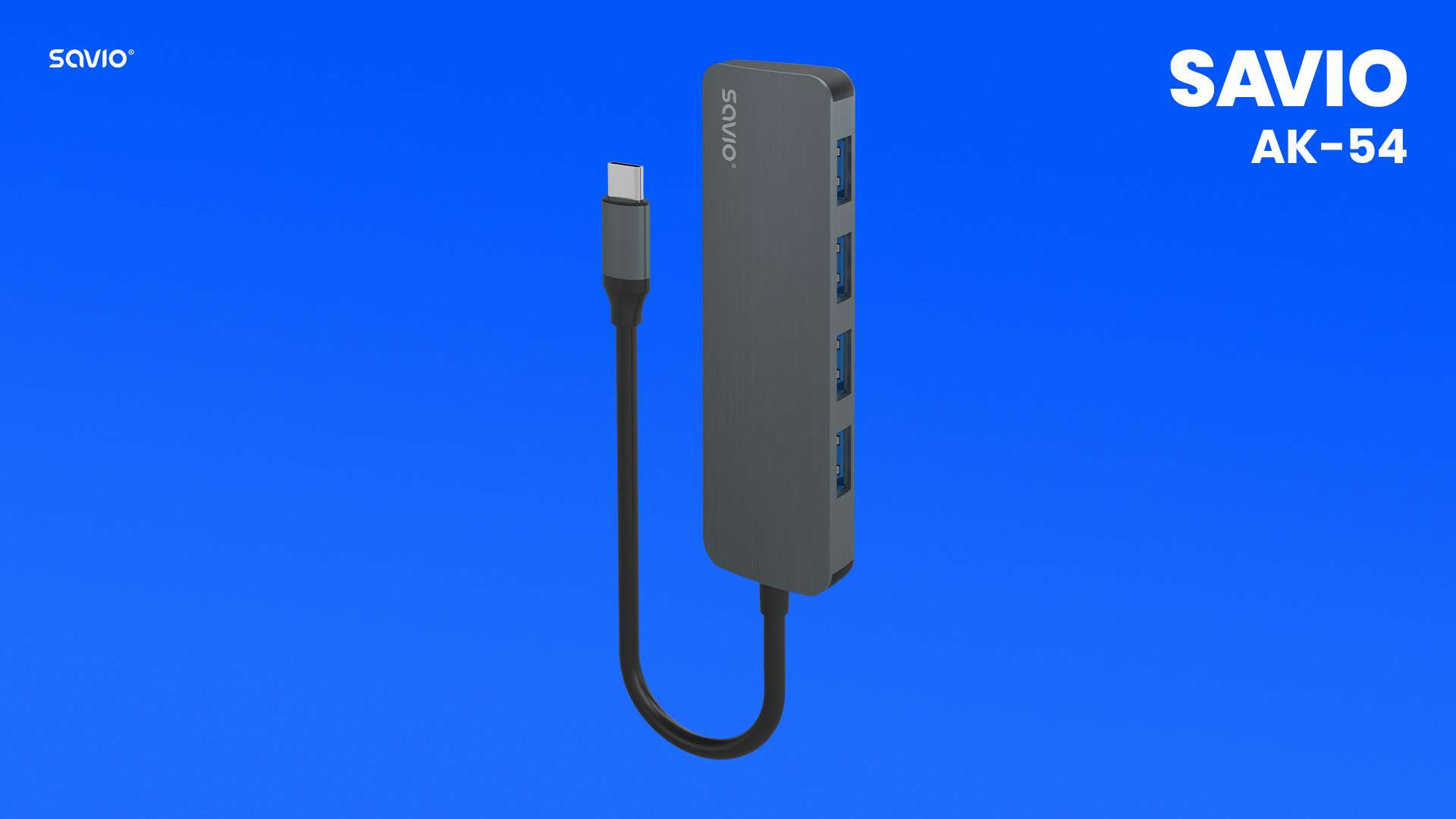 SAVIO AK-54 HUB USB-C - 4 X USB-A, SZARY - zdjęcie 1