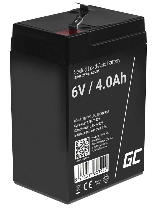 GREEN CELL AKUMULATOR ŻELOWY AGM15 6V 4AH - zdjęcie 1