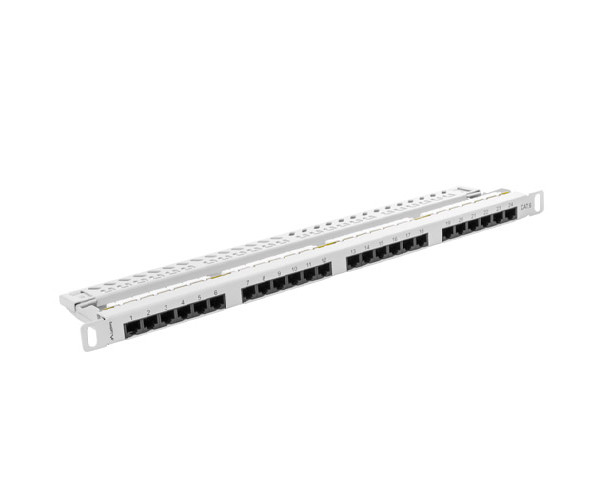 LANBERG PATCH PANEL 24 PORT 0.5U KAT.6 UTP SZARY - zdjęcie 1