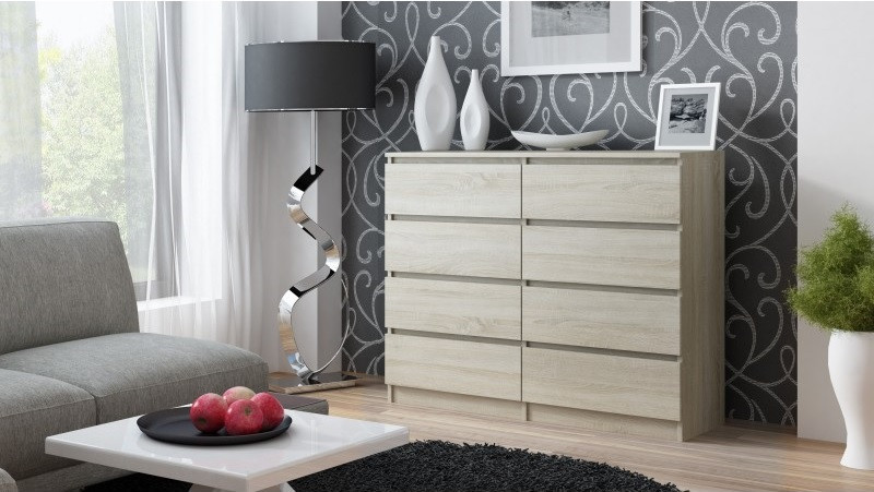 M8 MALWA KOMODA 120CM 8 SZUFLAD SONOMA - zdjęcie 1