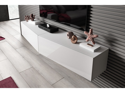 Szafka RTV VIGO SLANT 180cm (2x90) biały/biały poł - zdjęcie 1