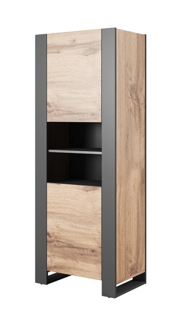 Regał WOOD 65x40x170 dąb wotan + antracyt - zdjęcie 1