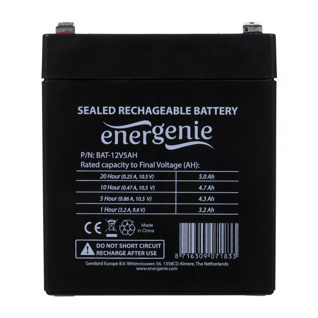 GEMBIRD AKUMULATOR ŻELOWY DO UPS 12V/5AH - zdjęcie 2