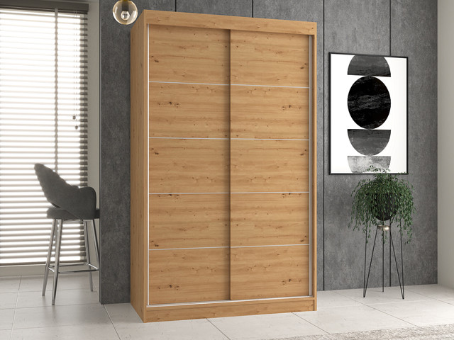 Szafa z drzwiami przesuwnymi i ozdobnymi szprosami IGA 120x61xH200 artisan - zdjęcie 1