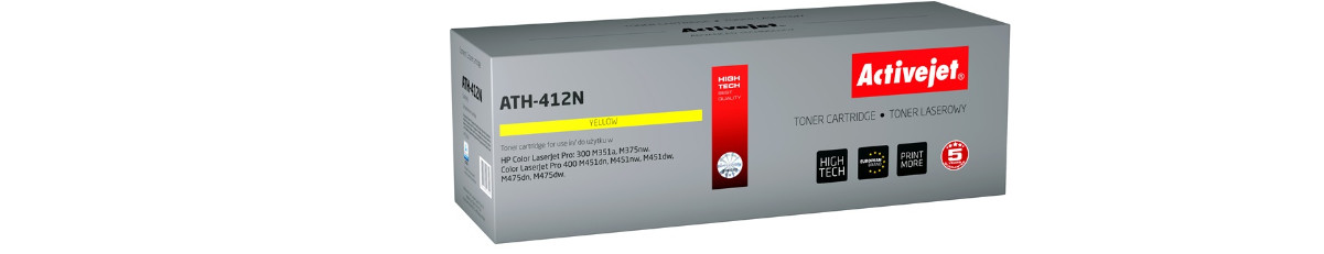 Activejet ATH-412N Toner do drukarki HP, Zamiennik HP 305A CE412A; Supreme; 2600 stron; żółty. - zdjęcie 6