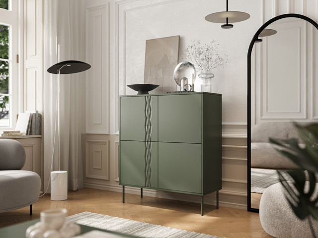 Komoda 4D TRESSE 100x40x110 zieleń mat - zdjęcie 1