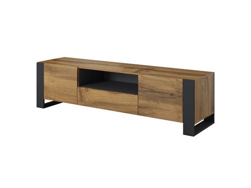 Szafka RTV WOOD 180/44/48 dąb wotan + antracyt - zdjęcie 2