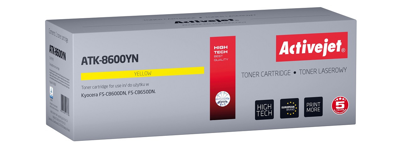 Activejet ATK-8600YN Toner do drukarek Kyocera; Zamiennik Kyocera TK-8600Y; Supreme; 20000 stron; żółty - zdjęcie 6