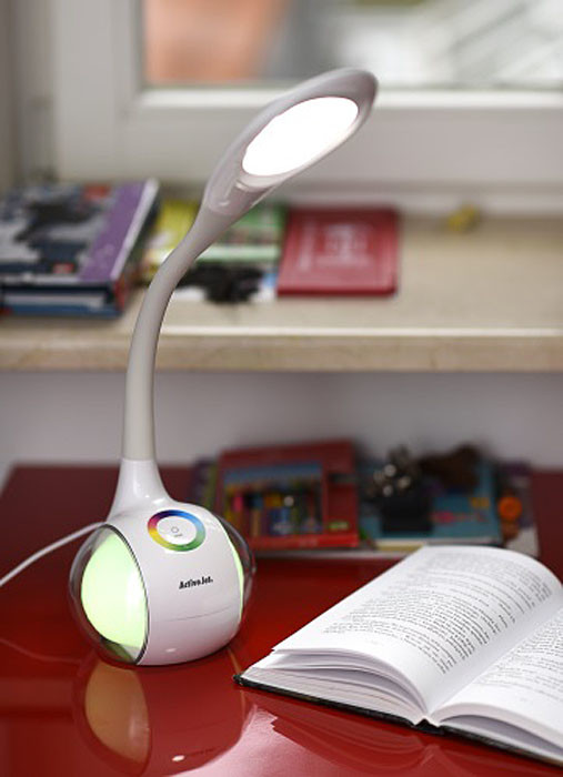 Lampka na biurko stołowa biurkowa LED Activejet RAINBOW RGB biała - zdjęcie 2