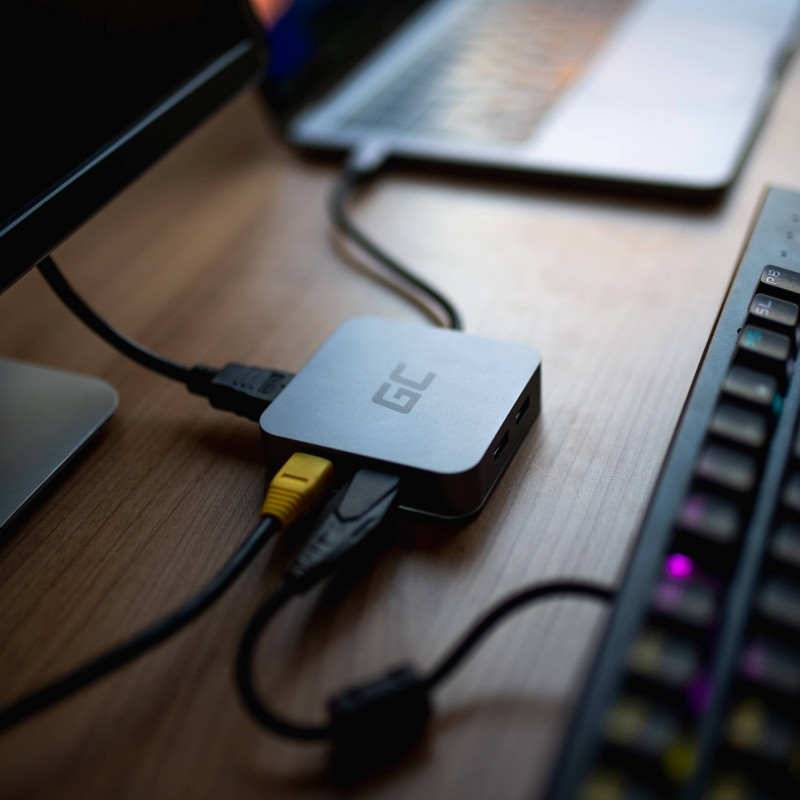 GREEN CELL ADAPTER, PRZEJŚCIÓWKA HUB USB-C 6W1 - zdjęcie 3