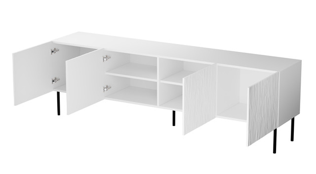 Szafka RTV JUNGLE 190x40,5x59,5 biały mat + czarne nóżki - zdjęcie 2