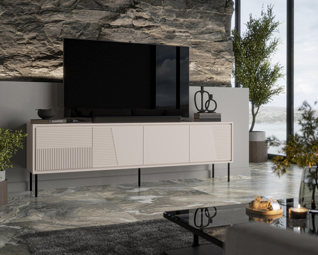 Szafka RTV ABI 4D 200x38x62 kaszmir mat - zdjęcie 1