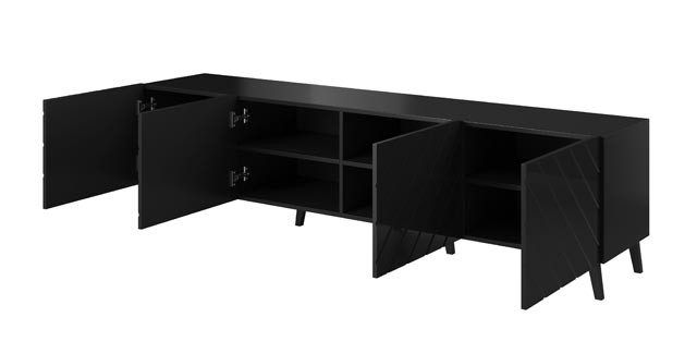 Szafka RTV ABETO 200x42x52 czarny/czarny połysk - zdjęcie 1