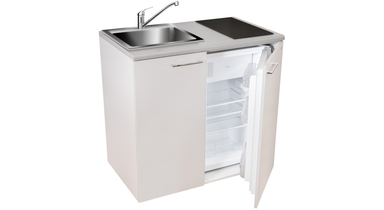 Minikuchnia zestaw AGD 4w1 MPM SMK-03 płyta indukcyjna, lodówka, szafka i zlew inox - zdjęcie 1