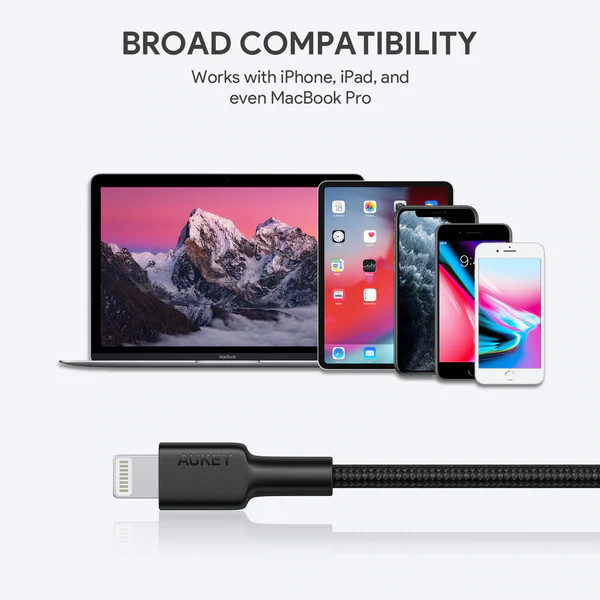 AUKEY CB-CL02 NYLONOWY KABEL USB C-LIGHTNING 1.2M - zdjęcie 2
