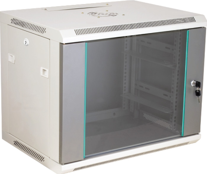 Alantec-Szafa wisząca 19" 15U 450mm d szklane szary - zdjęcie 1