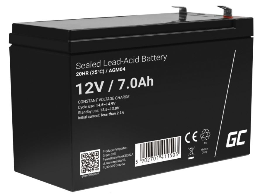 GREEN CELL AKUMULATOR ŻELOWY AGM04 12V 7AH - zdjęcie 1