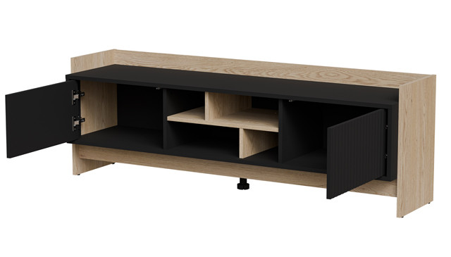 Szafka RTV PORTO 2D 150x38x50 dąb/czarny - zdjęcie 3