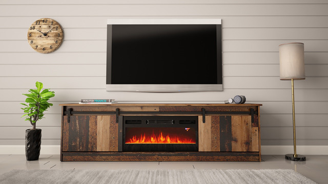 Szafka RTV GRANERO+kominek 200x56,7x35 old wood - zdjęcie 1