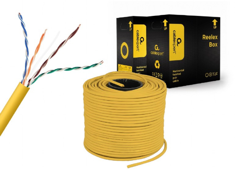 GEMBIRD UTP KABEL DRUT KAT 5E CCA 305M ŻÓŁTY AWG24 - zdjęcie 1