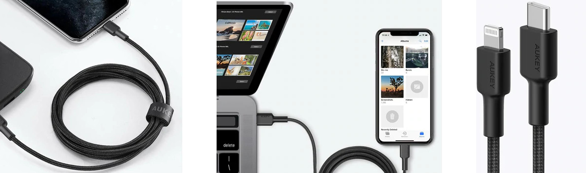 AUKEY CB-CL03 NYLONOWY KABEL USB C-LIGHTNING 2M PD - zdjęcie 2