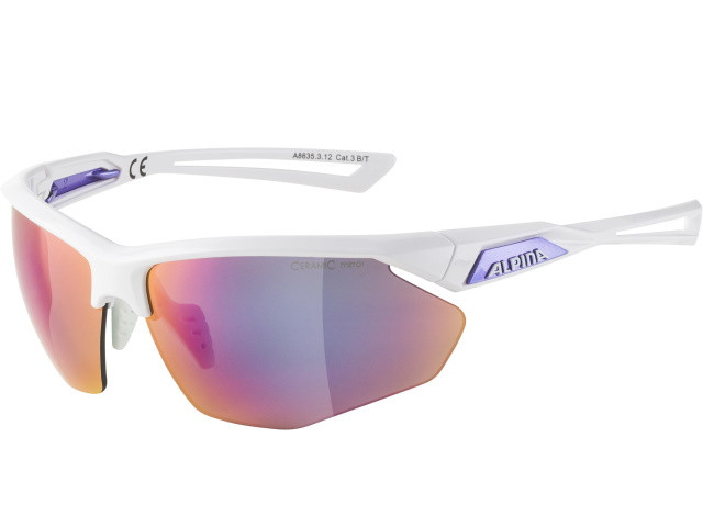 ALPINA Okulary na rower NYLOS HR biało-fioletowe szkło fioletowe lustro Cat.3 - zdjęcie 2