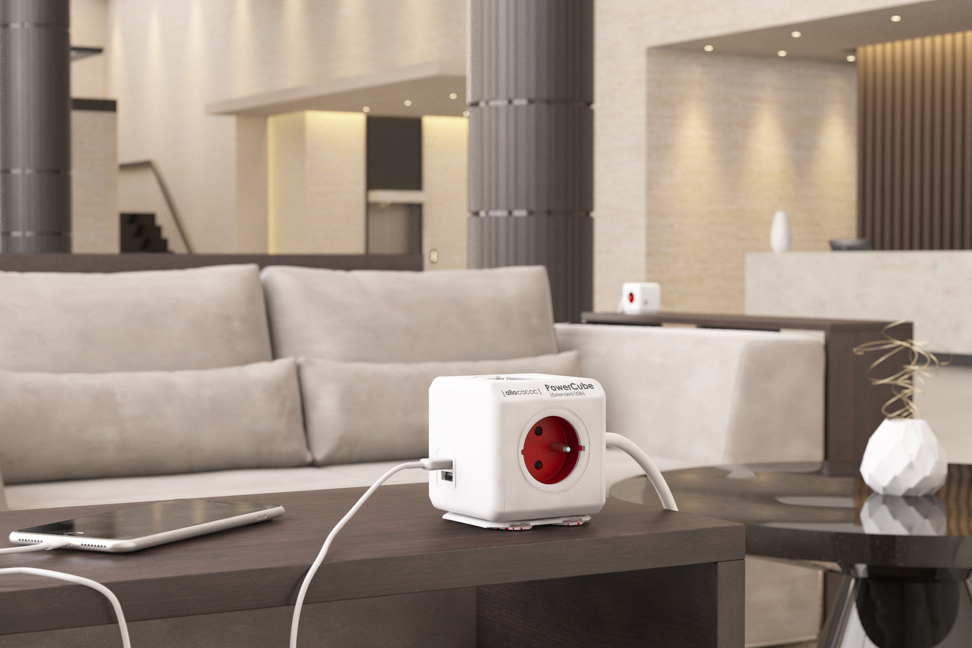 Allocacoc Przedłużacz PowerCube Original USB Red - zdjęcie 1