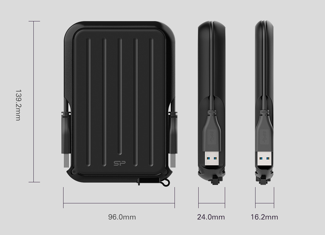 Dysk zewnętrzny HDD Silicon Power Armor A66 (4TB; 2,5"; USB 3.2; Black; SP040TBPHD66LS3K) - zdjęcie 3