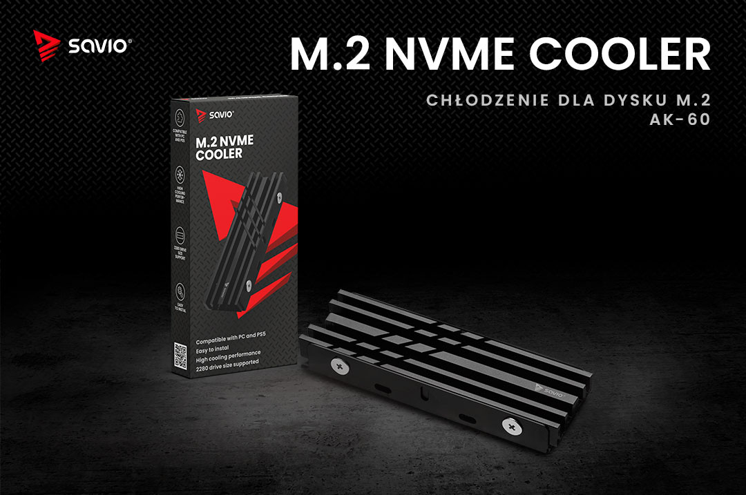 SAVIO CHŁODZENIE DO DYSKÓW M.2 NVME 2280, AK-60 - zdjęcie 1