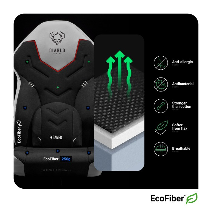 Fotel gamingowy DIABLO X-GAMER fotel czarno-biały - zdjęcie 5