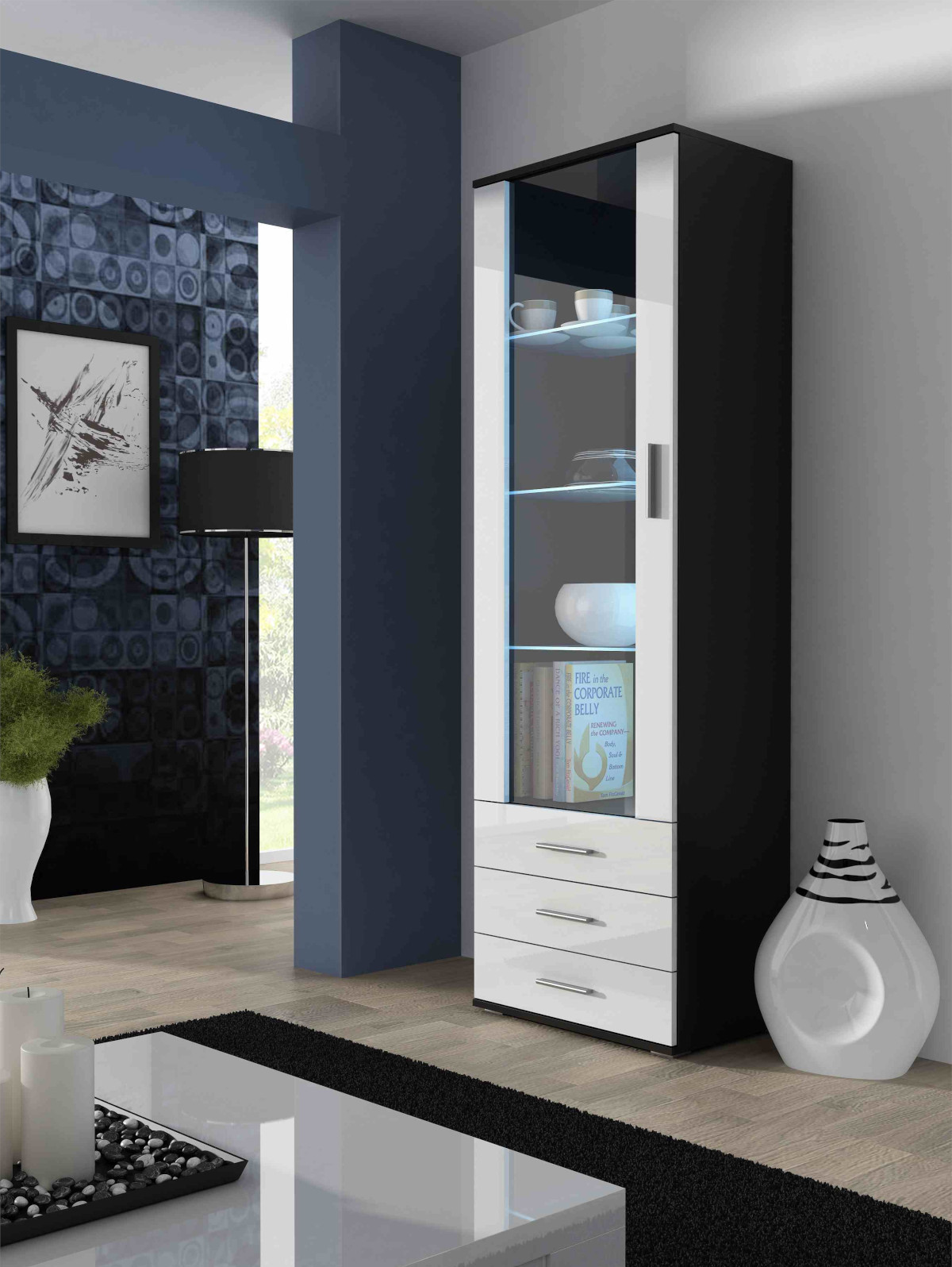 Zestaw meblowy SOHO 7 czarny/biały połysk - zdjęcie 2