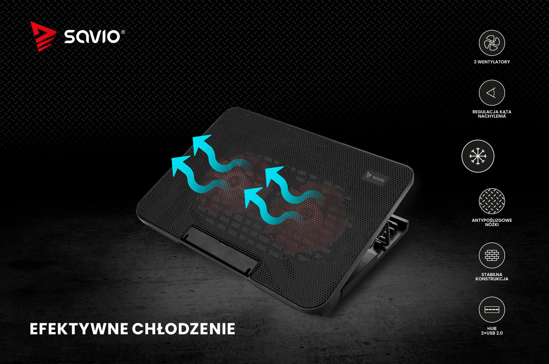 SAVIO PODSTAWKA CHŁODZĄCA POD LAPTOP COS-02 - zdjęcie 4