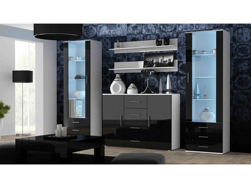 Komoda UNI biały/ czarny połysk (BLACK) - zdjęcie 2