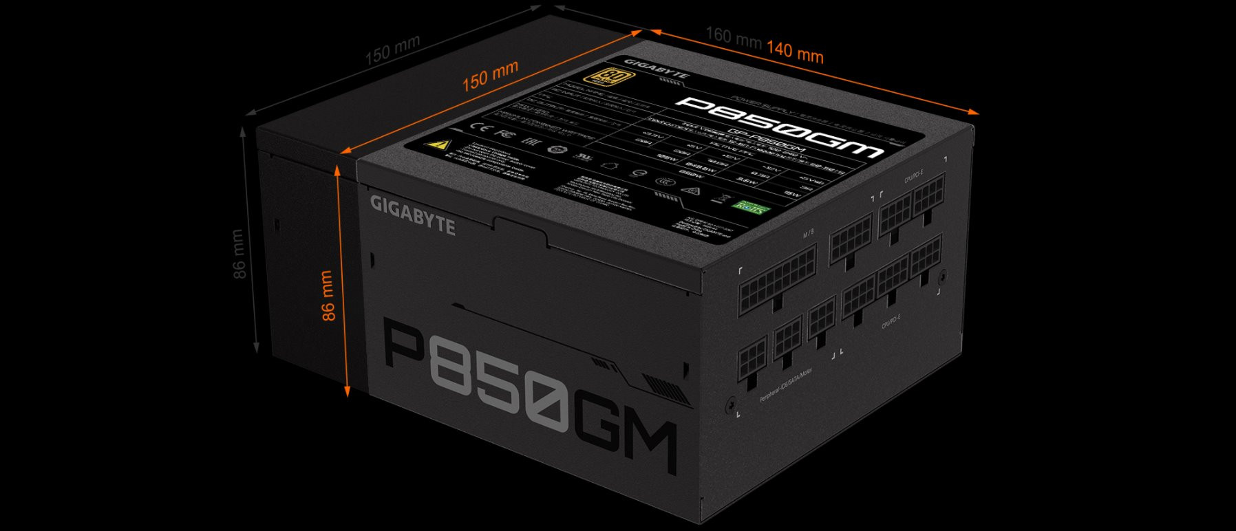 Zasilacz Gigabyte P850GM 850W 80+ Gold - zdjęcie 7