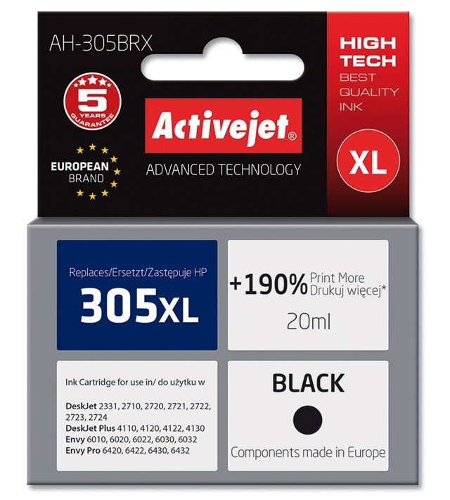 Activejet AH-305BRX Tusz do drukarki HP; Zamiennik HP 305XL 3YM62AE; Premium; 20 ml; czarny - zdjęcie 6