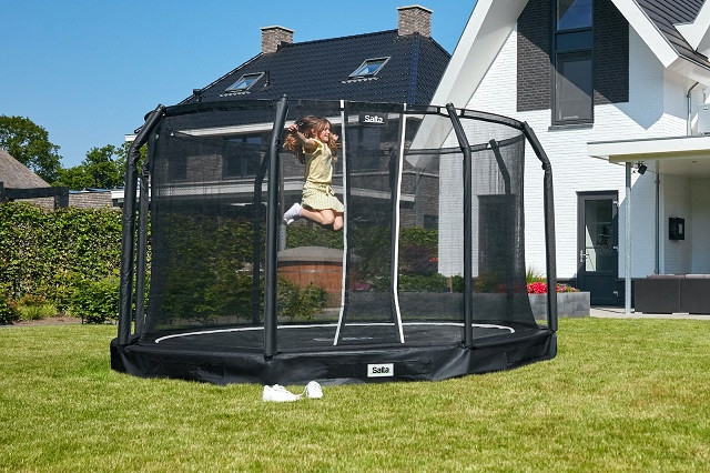 Trampolina Premium Ground Combo 396 cm Czarna - zdjęcie 2