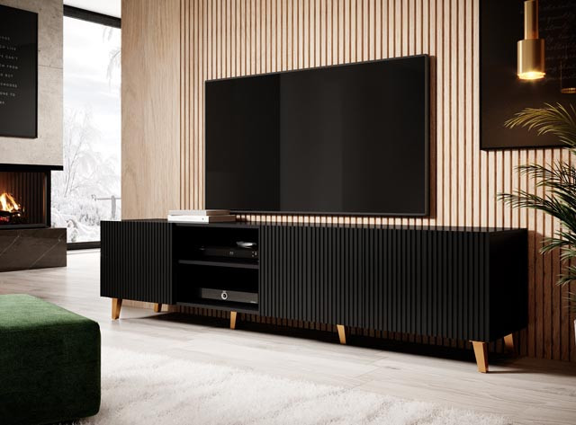 Szafka RTV PAFOS 200x40x52 czarny mat - zdjęcie 3