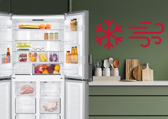 Lodówka z zamrażalnikiem dolnym Multi Door Full No Frost MPM-434-SBF-08 białe szkło - zdjęcie 6