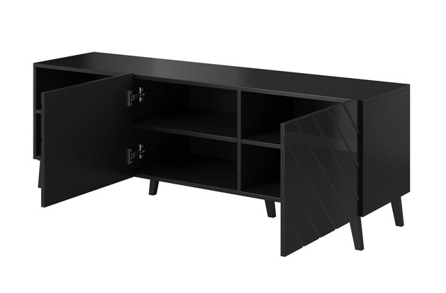 Szafka RTV ABETO 150x42x52 czarny/czarny połysk - zdjęcie 4