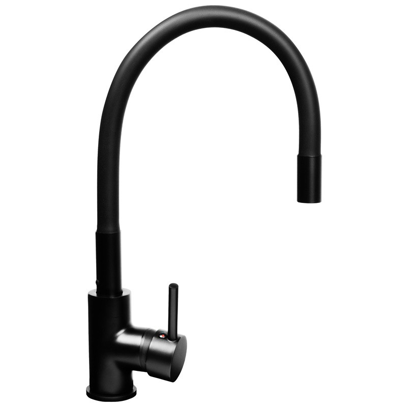 Czarny zestaw zlew z baterią giętką - Zlewozmywak MAIDSINKS BALI (62x44) 1B1D czarny + Bateria Flessi Black Edition - zdjęcie 2