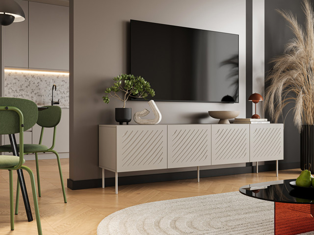 Szafka RTV SIENA 200x40x60 kaszmir mat - zdjęcie 1