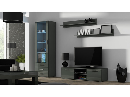 Szafka RTV SOHO 180 szary/ szary połysk - zdjęcie 2