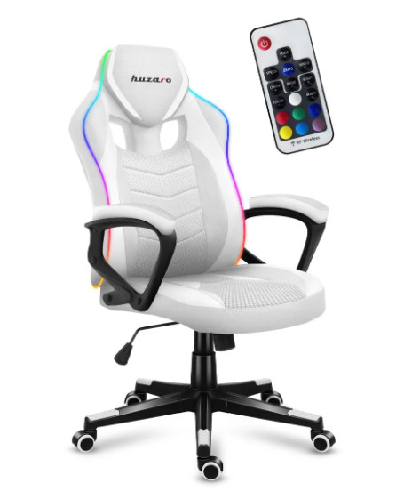 Fotel gamingowy Huzaro Force 2.5 RGB WHITE MESH - zdjęcie 1