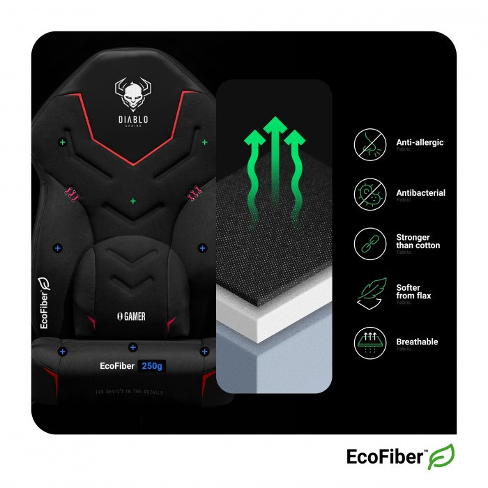 Fotel gamingowy DIABLO X-GAMER fotel czarno-czarny - zdjęcie 5