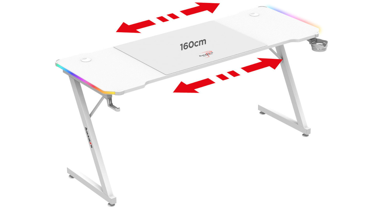 Biurko gamingowe Huzaro Hero 4.8 White RGB - zdjęcie 3