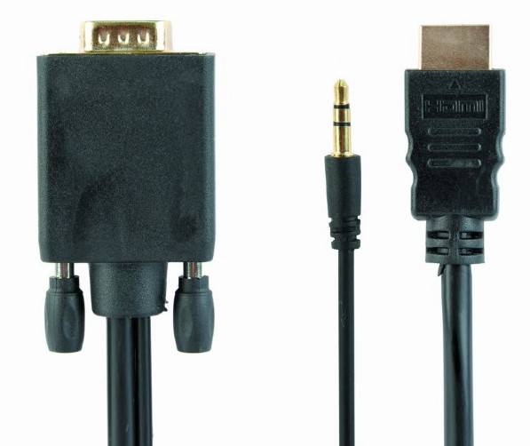 Gembird adapter hdmi-a(m)->vga(f)+audio,na kablu 3 a-hdmi-vga-03-10 - zdjęcie 1