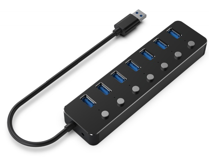GEMBIRD HUB USB 3.1 (GEN 1) 7-PORTOWY Z PRZEŁĄCZNI - zdjęcie 1