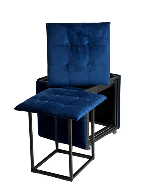 Puf-transformator 5w1 - 5 taboretów w 1 pufie granat velvet - zdjęcie 1