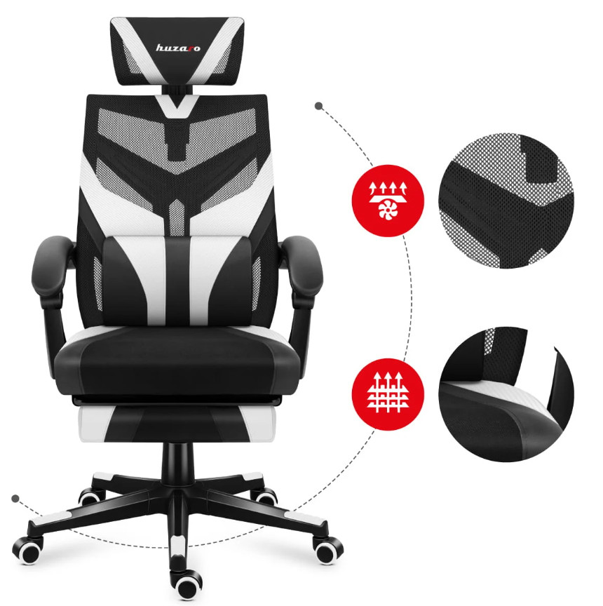 Fotel gamingowy Huzaro Combat 5.0 White - zdjęcie 2
