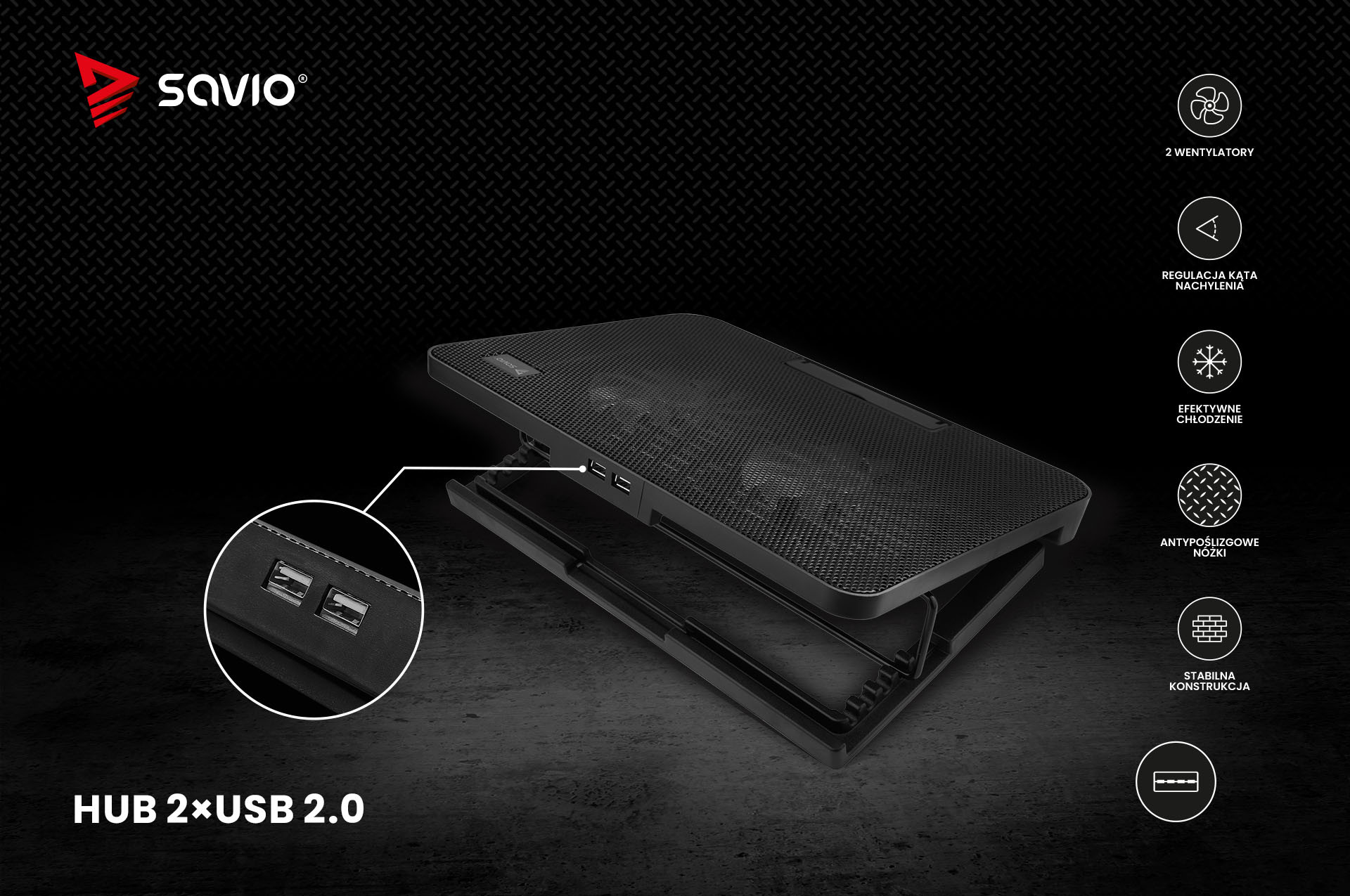 SAVIO PODSTAWKA CHŁODZĄCA POD LAPTOP COS-02 - zdjęcie 7